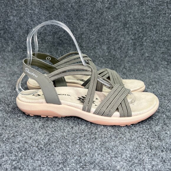 Skechers Reggae Slim Sunnyside 2.0 Sandals Women's Size 7 Oilive Green Tan Beach - Picture 1 of 12